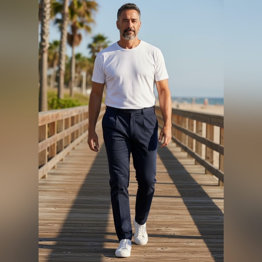 Roundtree & Yorke - NWT, Navy Blue Travel-smart, Pleated, Expander Waistband,...